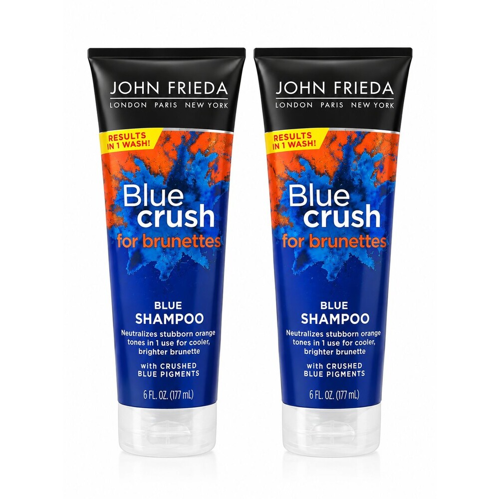 2 Pack John Frieda Blue Crush for Brunettes Shampoo Neutralizes Orange 6 FL .